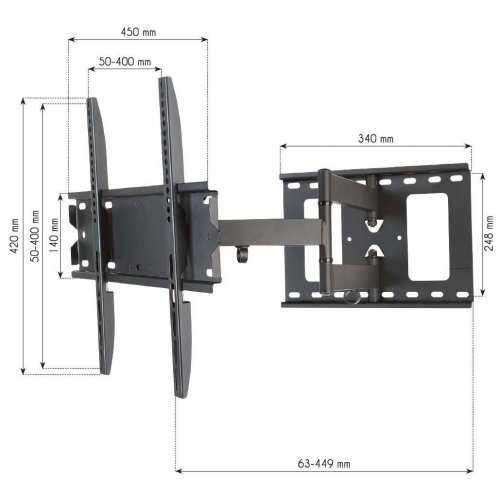 Uchwyt ścienny Tv Lcd/led 23-55 Cali 45kg Obrotowy Czarny